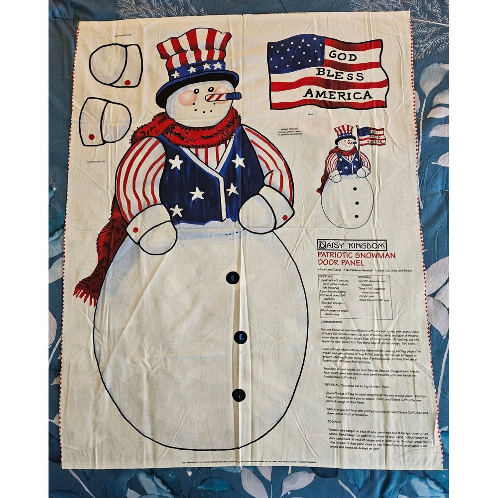 Daisy Kingdom Patriotic Snowman Door Panel Fabric God Bless America Uncle Sam